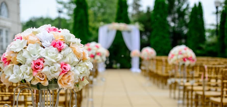 Aisle flower arrangement